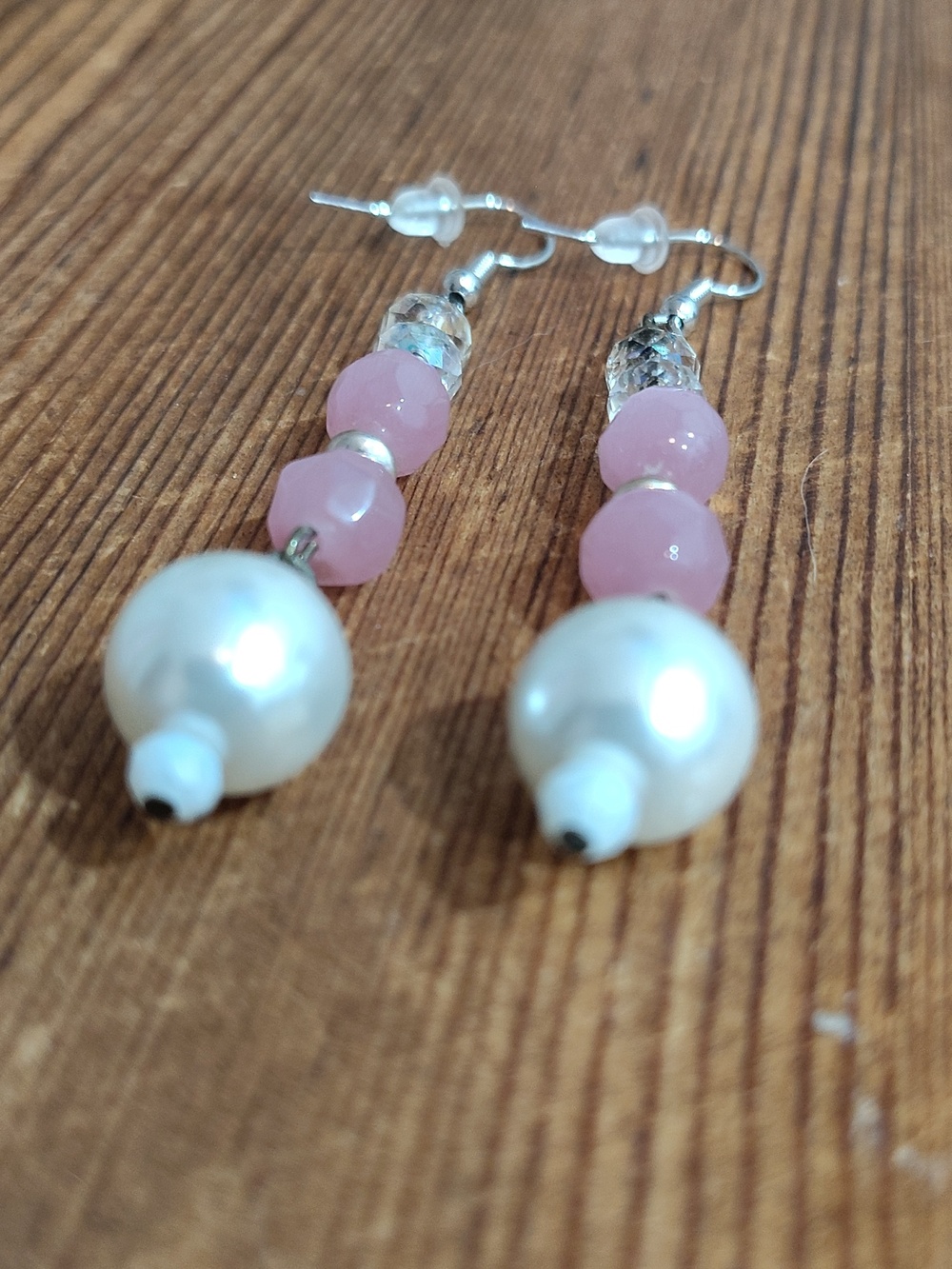 *5 For $20* Pink and Pearl Ladies Dangle Earrings, Handmade Ladies Earrings - Picture 6 of 7